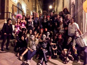 Group Halloween photo of our staff and English students.