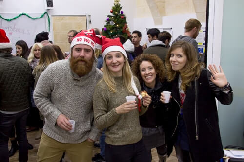 Some of our English language studetns at our school Christmas party.