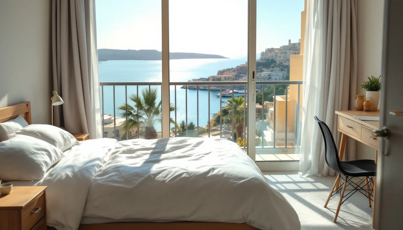 Student apartment bedroom prepared for arrival in Malta