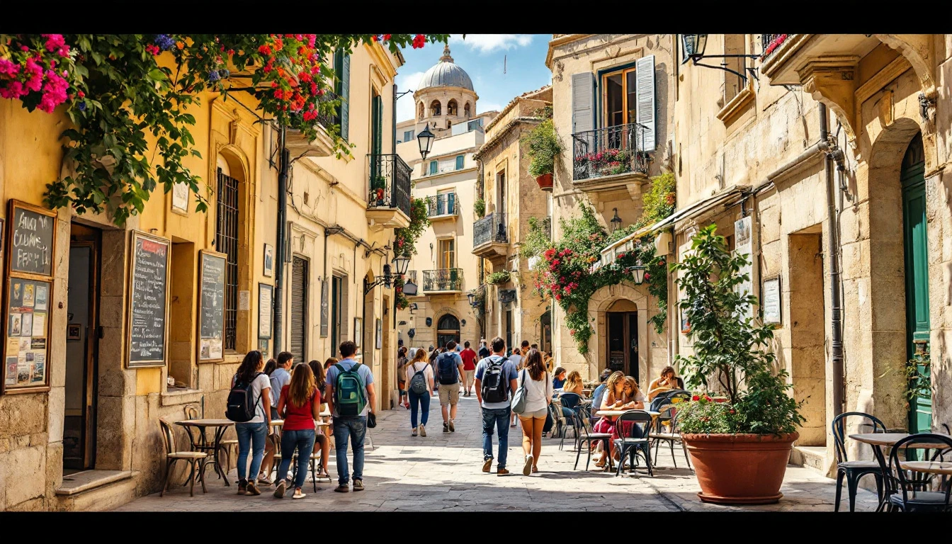 Students discovering Maltese culture in a historic town
