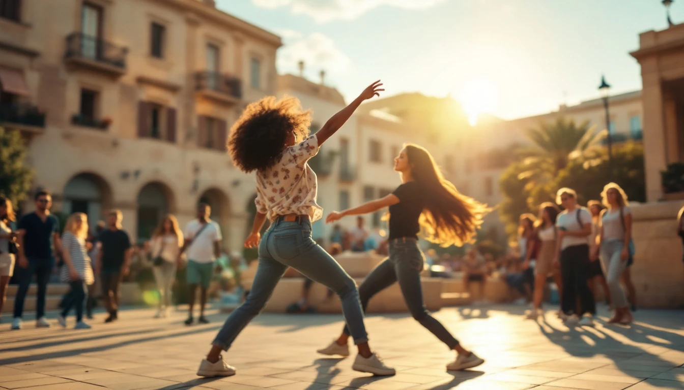 Students watching a dance festival in Malta