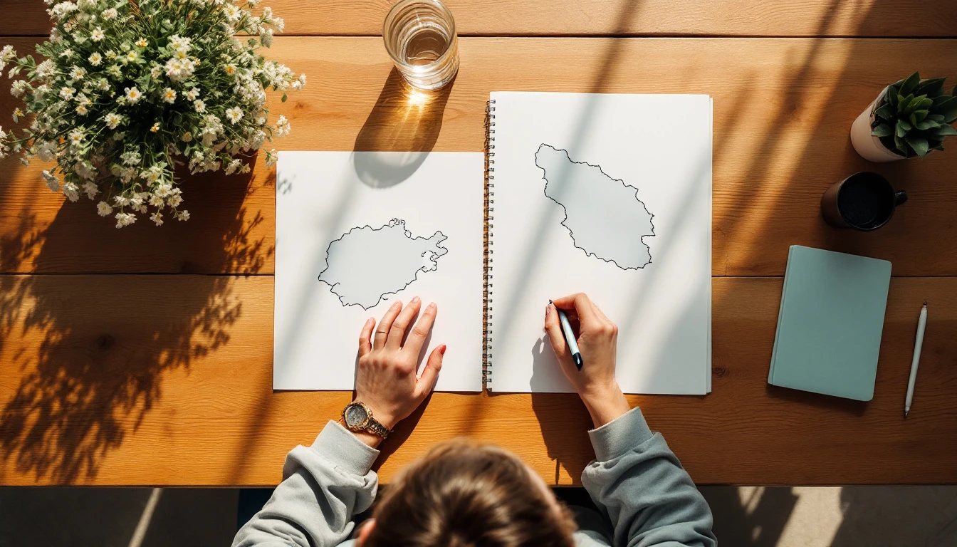 Traveller comparing two island maps while planning an English course